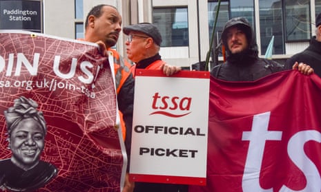 TSSA members on a picket line outside London Paddington station in January