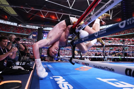 Daniel Lapin was nearly sent over the top rope twice during the eighth round of Saturday's fight with Lewis Edmondson.