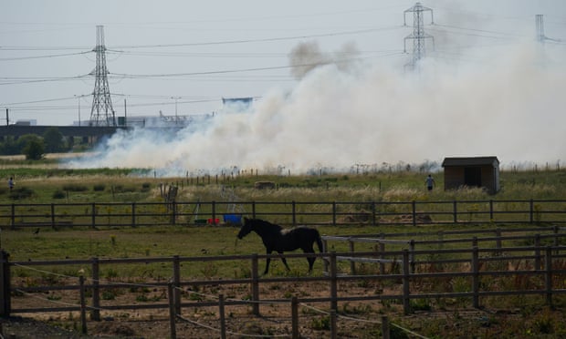 Smoke rises from a blaze in the village of Wennington
