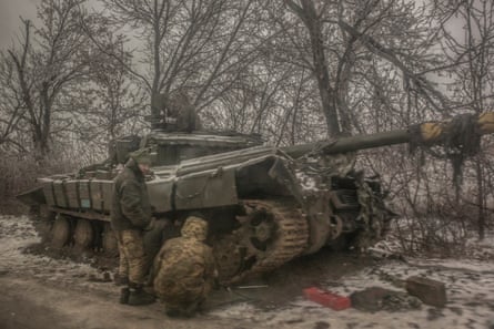 A tank stuck near Avdiivka