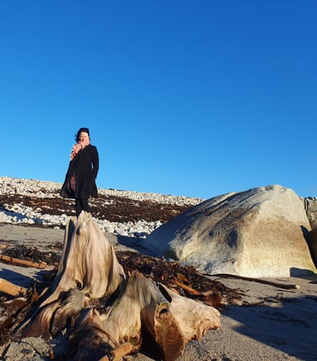 The writer among the stumps of the drowned ancient forest.