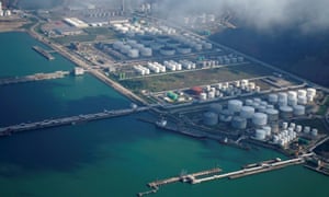 Oil and gas tanks at an warehouse in Zhuhai, China