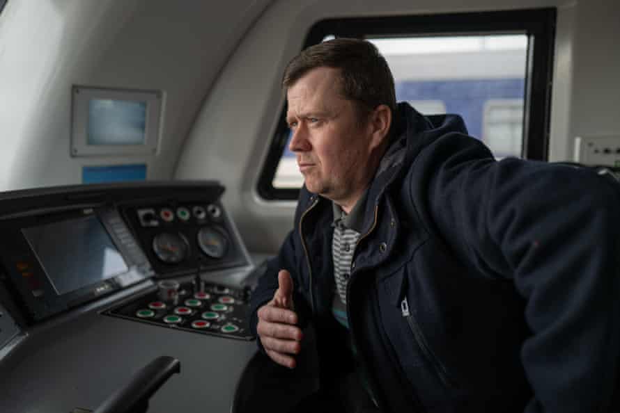 Viacheslav Chumak, 43, who runs the evacuation train from Kyiv to Lviv.