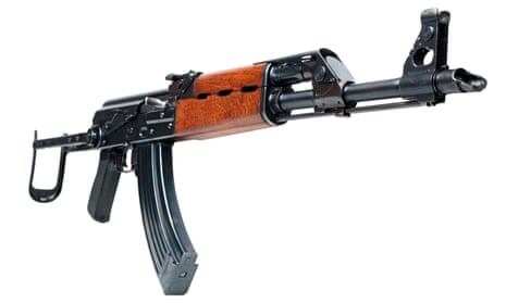 The Kalashnikov AKM, an improved version of the AK-47 automatic assault rifle