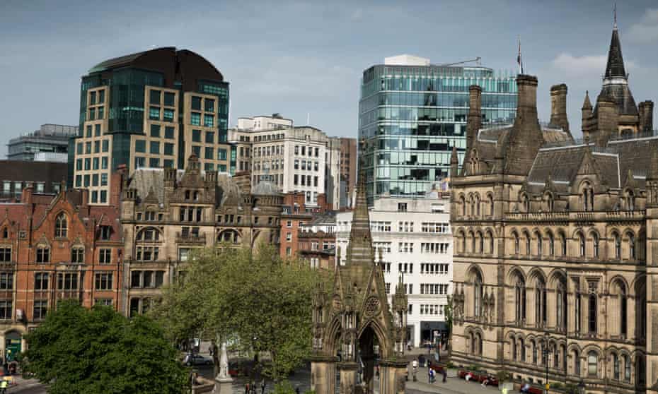 Manchester city centre skyline looking across Albert Square