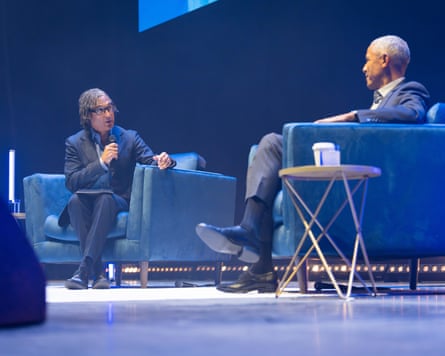 Barack Obama being interviewed by historian David Olusoga
