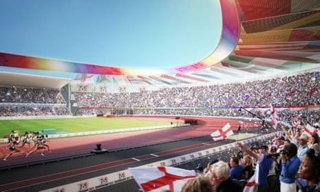 An artist’s impression of Alexander Stadium in Birmingham as it will appear during the Commonwealth Games