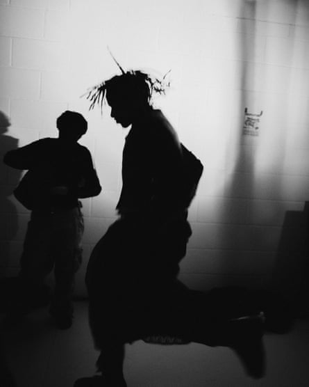 A dancer in silhouette.