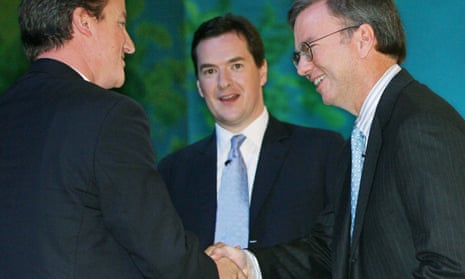 David Cameron, George Osborne and Eric Schmidt at the 2006 Conservative party conference