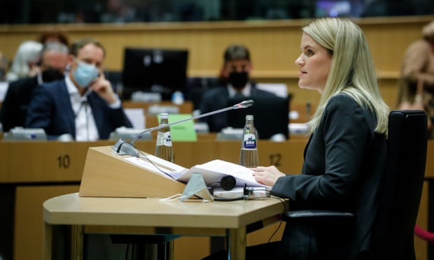 Facebook whistleblower Frances Haugen addresses  the European parliament in November 2021. 