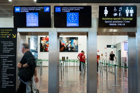 Passport control gates at Venice airport