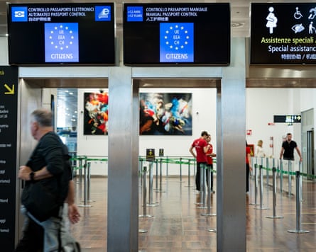 Passport control gates at Venice Airport