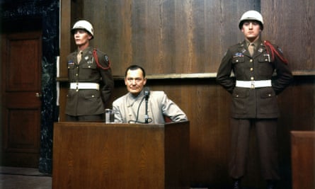 Hermann Goering during cross-examination, Court House, Room 600, International War Crimes Trial Nuremberg, 20 November 1945 - 1 October 1946.