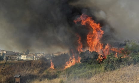 A fire breaking out in Blufi, near Palermo, Sicily, on Tuesday this week.