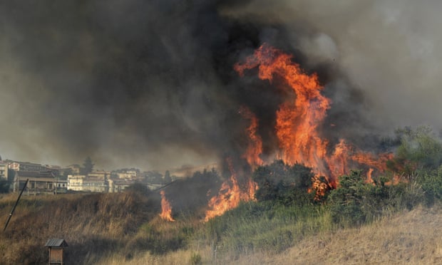 A fire breaking out in Blufi, near Palermo, Sicily, on Tuesday this week.