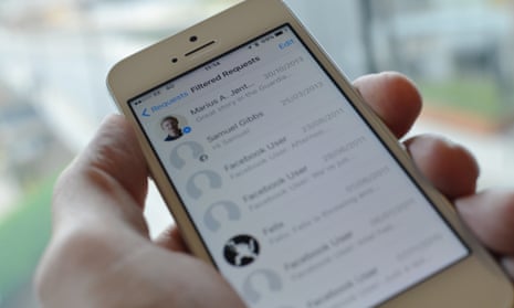Facebook’s filtered messages inbox on an iPhone SE