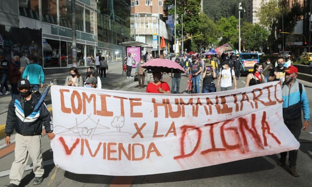 Indigenous and social leaders march on the streets of Bogota in July. Danelly Estupiñán said the coronavirus had only added to the violence.