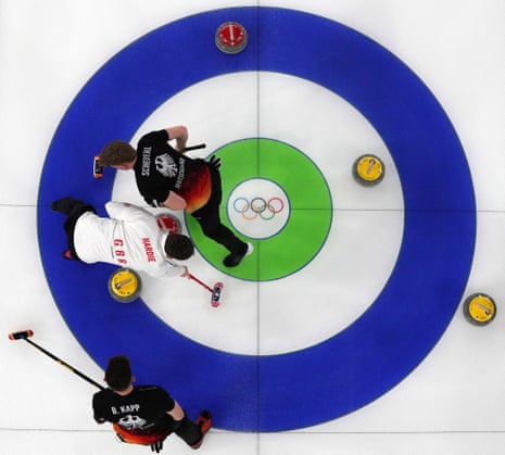 Britain and Germany in action during their men’s curling match