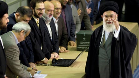 Ayatollah Khamenei casting his ballot in a parliamentary election in Tehran in 2012.