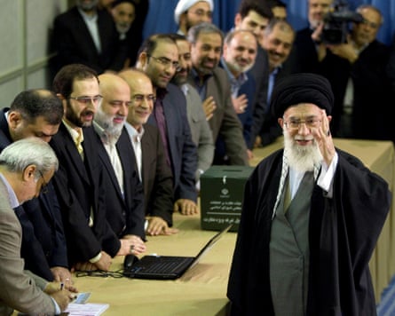 Ayatollah Khamenei casting his ballot in a parliamentary election in Tehran in 2012.