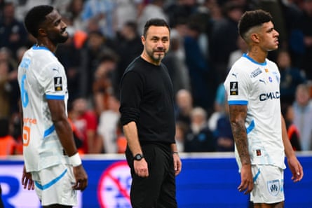 Roberto De Zerbi at full-time of the game with Auxerre