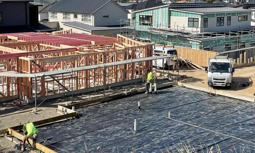 A construction site in a residential area near Wellington, New Zealand