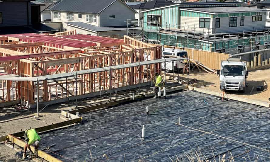 A construction site in a residential area near Wellington, New Zealand.