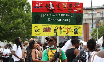 The Afrikan Emancipation Day Reparations march in London, earlier this year.