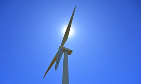 A wind turbine is seen at a windfarm in Australia