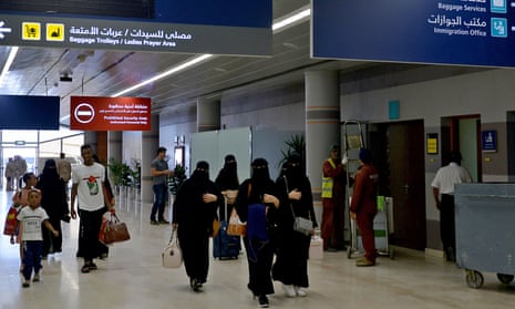 Saudi women arriving at Abha airport in the south-west of the country.