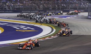 Cars take the bend at the Singapore Formula One Grand Prix