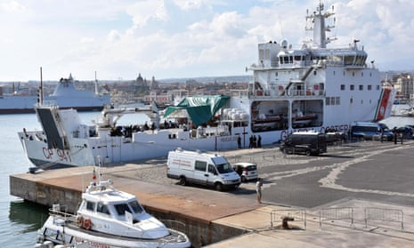 The Italian coastguard ship barred from disembarking migrants in Catania in August 2018.
