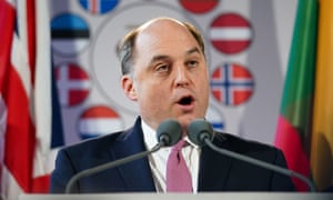 Ben Wallace addresses media at the meeting of the defence ministers of the Joint Expeditionary Force nations to reaffirm their solidarity and cooperation amid the elevated security concerns, at Belvoir Castle, Leicestershire.