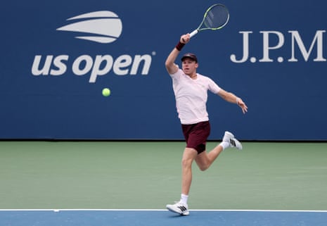 Alex Michelsen fires off a forehand during his victory over Brandon Nakashima.