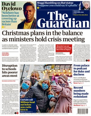 Guardian front page, Wednesday 16 December 2020