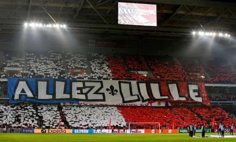 Lille fans show their colours before the Champions League game at home to Salzburg last November.