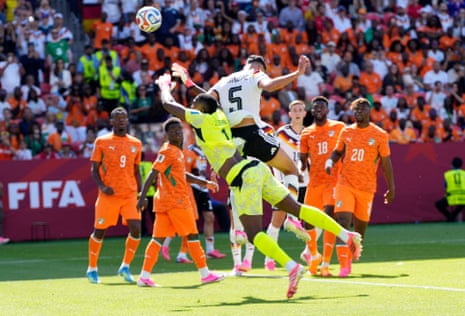 Aleksandar Pavlovic has the ball in the back of the net but it’s a foul on Fofana.