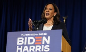 Kamala Harris speaks in Washington on 27 August.