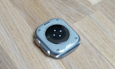 The back of the Apple Watch Ultra without straps attached.