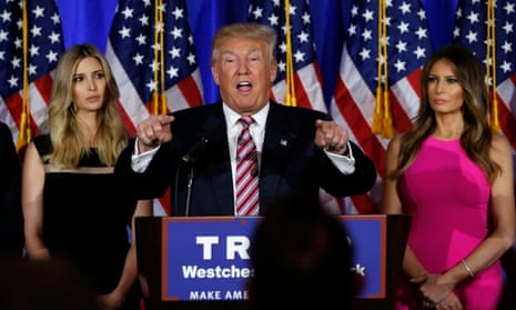 Donald Trump speaks at a campaign event earlier this year as in daughter, Ivanka, and his wife, Melania, continue to support the foul-mouthed nominee.