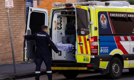 Paramedic outside Australian hospital