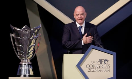 Gianni Infantino at the Asian Football Conference congress in Bahrain on Wednesday
