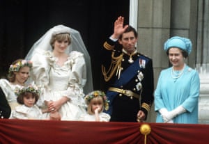 1981: Prince Charles and Diana, Princess of Wales, wave on the balcony of Buckingham Palace on their wedding day