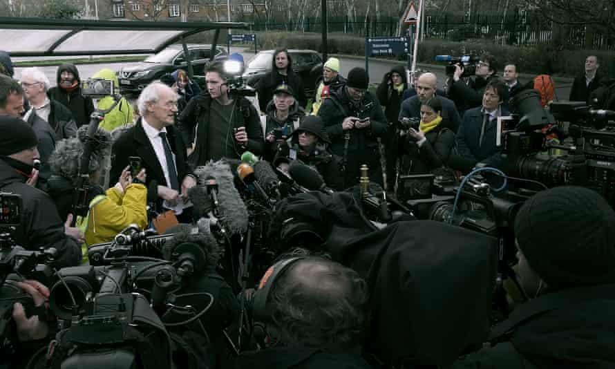 Countless interviews… John Shipton addresses the media in Ithaca.