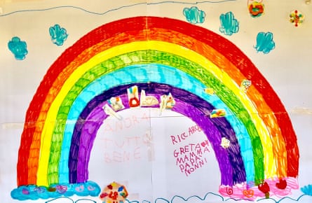 A drawing of a rainbow by Greta and Riccardo