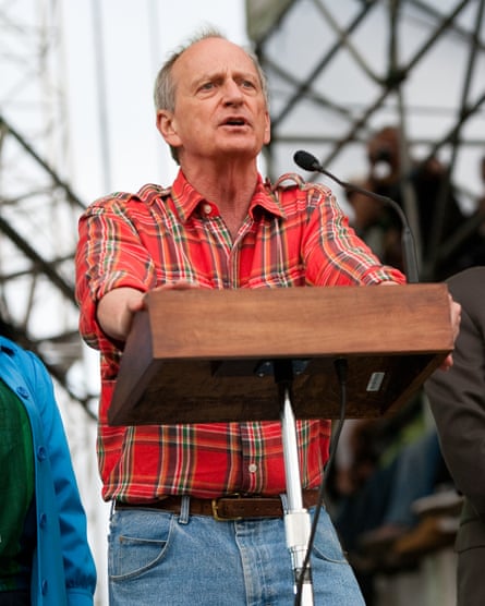 Denis Hayes speaking at a climate rally in Washington DC in 2010.