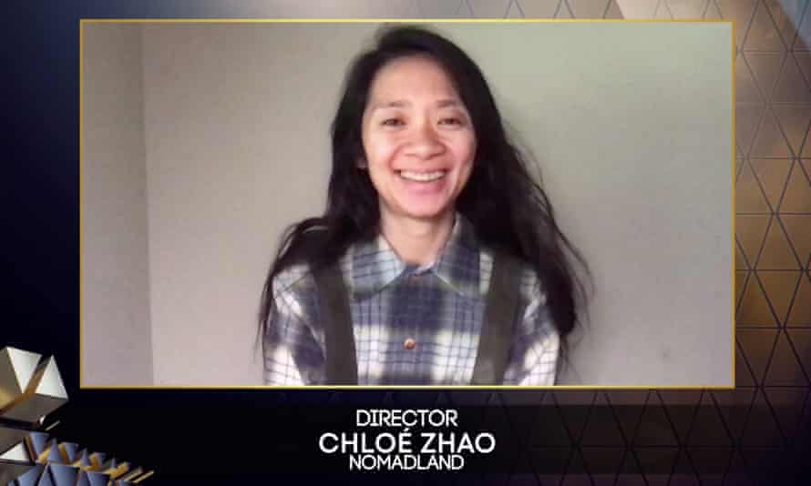Chloé Zhao at the 2021 Baftas.