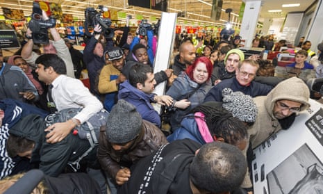 Black Friday shopping crowd in UK retail store