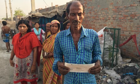 Cheques given to fire victims in the Rohini slum have names spelled incorrectly.
