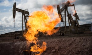 Gas flare at oil well site
